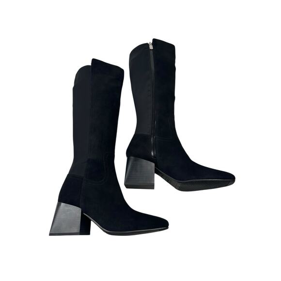 Blondo Tenor Womens Waterproof Black Suede Stretch Tall Boots Size 8.5M New $220 - Picture 6 of 13